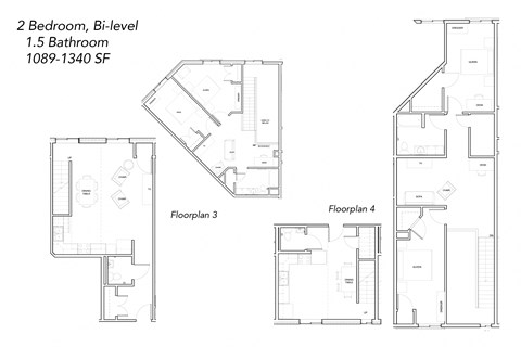 Floor plan for 2 beds, 1.5 baths